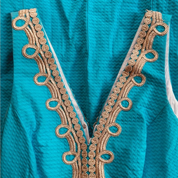 Blue and gold lilly pulitzer shift dresss - Picture 3 of 5
